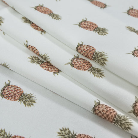 Stretch Cotton Sateen - Pineapples on White - Parvati's Peace Print - Mood Exclusive Surya Collection