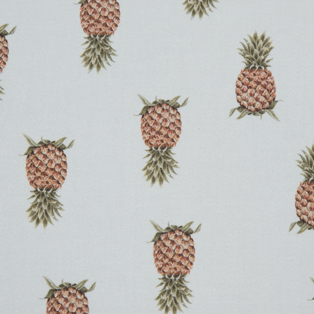 Stretch Cotton Sateen - Pineapples on White - Parvati's Peace Print - Mood Exclusive Surya Collection