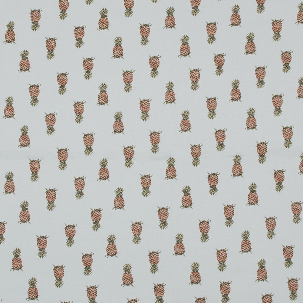 Stretch Cotton Sateen - Pineapples on White - Parvati's Peace Print - Mood Exclusive Surya Collection