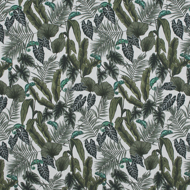 Cotton Voile - Green Foliage - Botanical Curiosity Print - Mood Exclusive Key Largo Collection