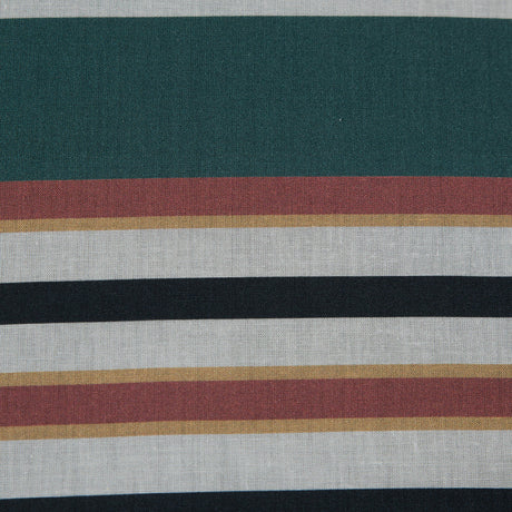 Cotton Voile - Green and Brown Stripes - Reverence of Youth Print - Mood Exclusive Key Largo Collection