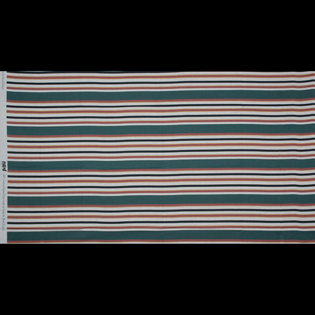 Cotton Voile - Green and Brown Stripes - Reverence of Youth Print - Mood Exclusive Key Largo Collection