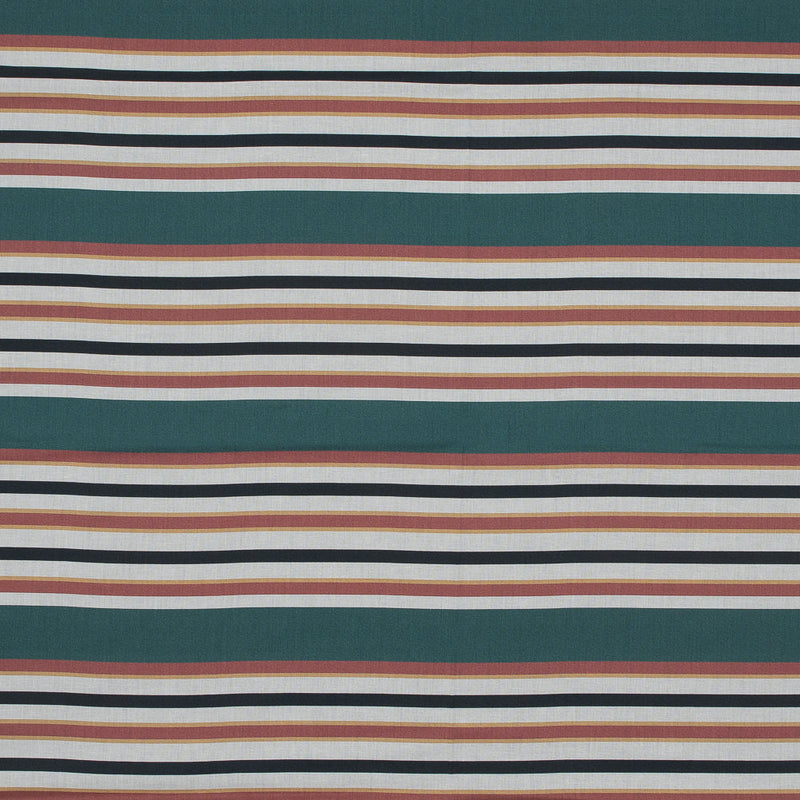 Cotton Voile - Green and Brown Stripes - Reverence of Youth Print - Mood Exclusive Key Largo Collection