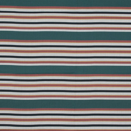 Cotton Voile - Green and Brown Stripes - Reverence of Youth Print - Mood Exclusive Key Largo Collection