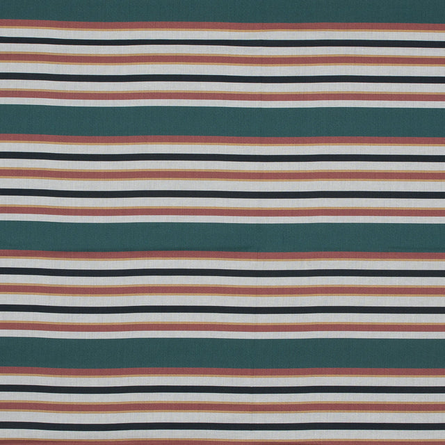 Cotton Voile - Green and Brown Stripes - Reverence of Youth Print - Mood Exclusive Key Largo Collection
