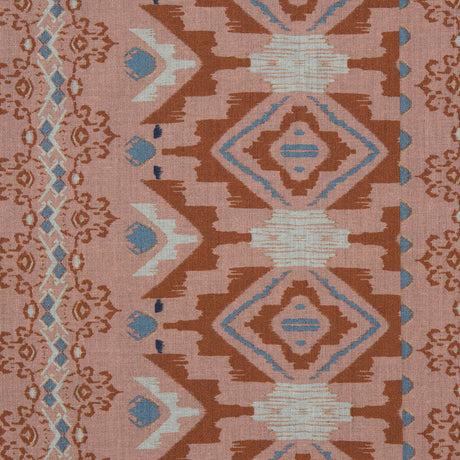 Cotton Voile - Peach and Red Geometric Stripes - Wisdom of Empathy Print - Mood Exclusive Key Largo Collection