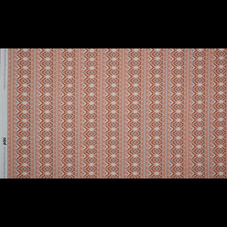 Cotton Voile - Peach and Red Geometric Stripes - Wisdom of Empathy Print - Mood Exclusive Key Largo Collection