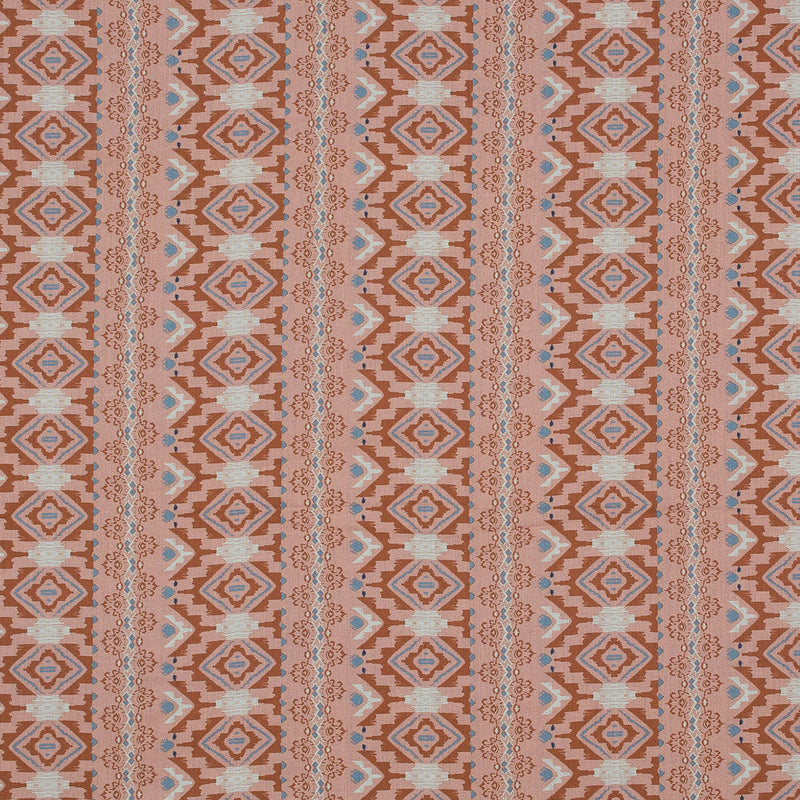 Cotton Voile - Peach and Red Geometric Stripes - Wisdom of Empathy Print - Mood Exclusive Key Largo Collection