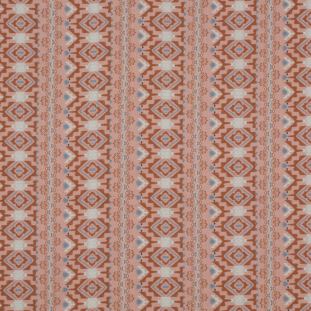 Cotton Voile - Peach and Red Geometric Stripes - Wisdom of Empathy Print - Mood Exclusive Key Largo Collection