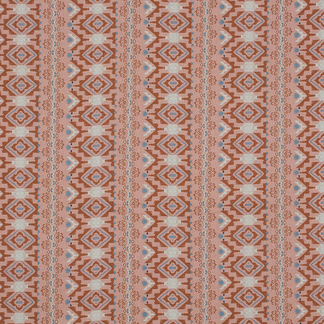 Cotton Voile - Peach and Red Geometric Stripes - Wisdom of Empathy Print - Mood Exclusive Key Largo Collection