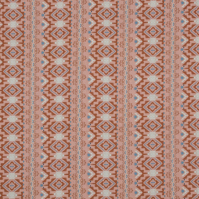 Cotton Voile - Peach and Red Geometric Stripes - Wisdom of Empathy Print - Mood Exclusive Key Largo Collection