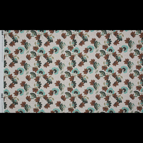 Cotton Voile - Red and Aqua Jacobean Floral - Sophistication of Change Print - Mood Exclusive Key Largo Collection