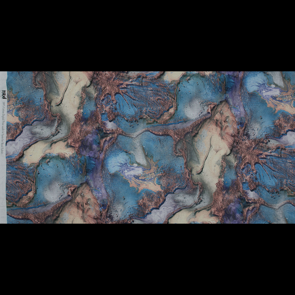 Cotton Voile - Blue Abstract - Balance of Peace Print - Mood Exclusive Key Largo Collection