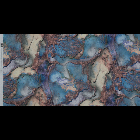 Cotton Voile - Blue Abstract - Balance of Peace Print - Mood Exclusive Key Largo Collection