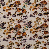 Stretch Polyester Crepe - Cream and Rust Floral - August Rush Print - Mood Exclusive Harvest Collection