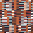Stretch Cotton Sateen - Blue and Brown Geometric - Kernel of Truth Print - Mood Exclusive Harvest Collection