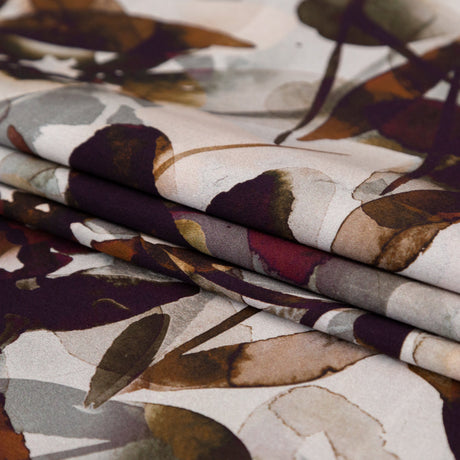 Stretch Cotton Sateen - Burgundy and White Floral - A Drop of Golden Sun Print - Mood Exclusive Harvest Collection