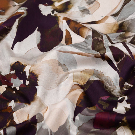 Stretch Cotton Sateen - Burgundy and White Floral - A Drop of Golden Sun Print - Mood Exclusive Harvest Collection