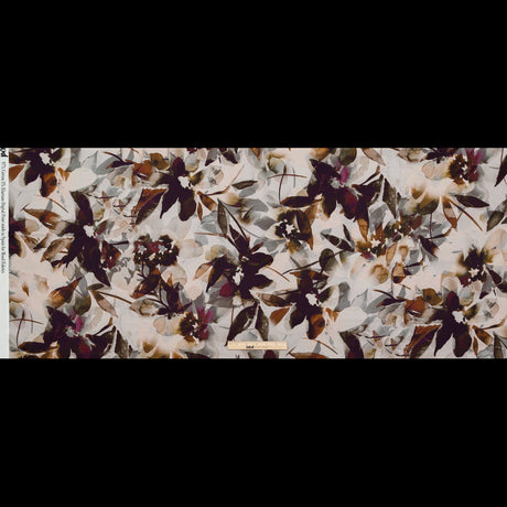 Stretch Cotton Sateen - Burgundy and White Floral - A Drop of Golden Sun Print - Mood Exclusive Harvest Collection