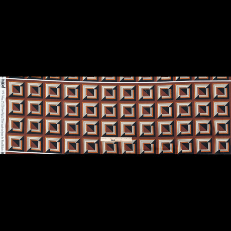 Stretch Cotton Sateen - Brown Geometric Squares - Corn Maze Print - Mood Exclusive Harvest Collection