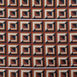 Stretch Cotton Sateen - Brown Geometric Squares - Corn Maze Print - Mood Exclusive Harvest Collection