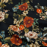 Stretch Cotton Sateen - Black and Red Floral - Garden of Eden Print - Mood Exclusive Harvest Collection
