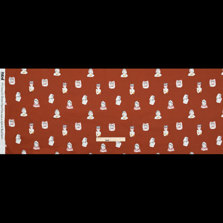 Stretch Cotton Sateen - Rust Faces - Run the World Print - Mood Exclusive Harvest Collection