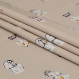 Stretch Cotton Sateen - Beige Faces - Run the World Print - Mood Exclusive Harvest Collection