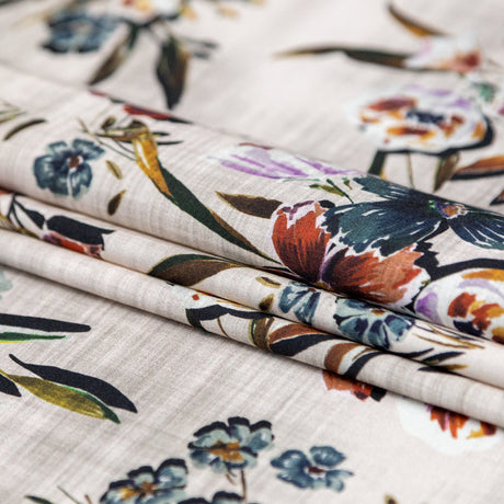 Stretch Cotton Sateen - Off-White FLoral - New Americana Print - Mood Exclusive Harvest Collection