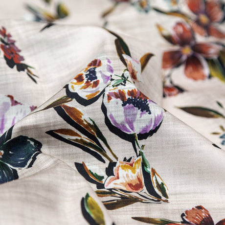 Stretch Cotton Sateen - Off-White FLoral - New Americana Print - Mood Exclusive Harvest Collection