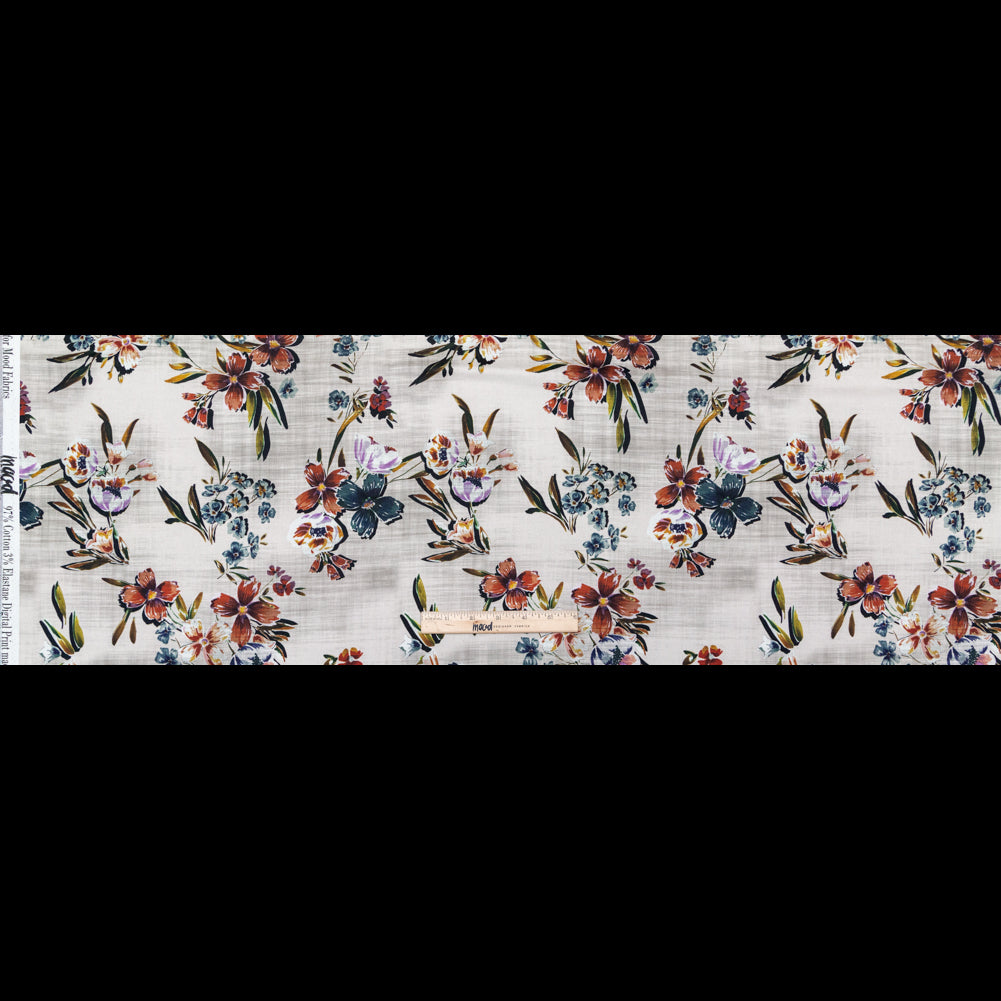 Stretch Cotton Sateen - Off-White FLoral - New Americana Print - Mood Exclusive Harvest Collection