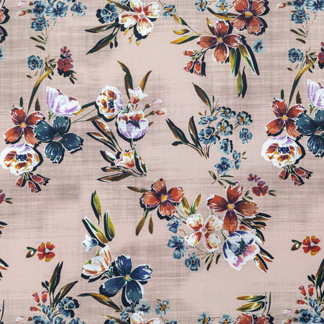 Stretch Cotton Sateen - Beige Floral - New Americana Print - Mood Exclusive Harvest Collection