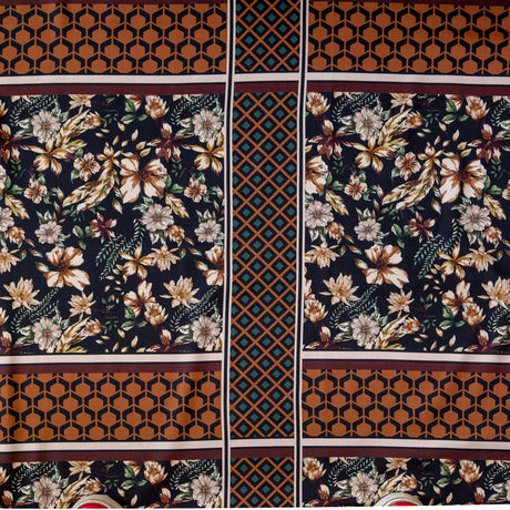 Stretch Cotton Sateen - Lattice Checks and Florals - Cidermaker's Window Print - Mood Exclusive Harvest Collection