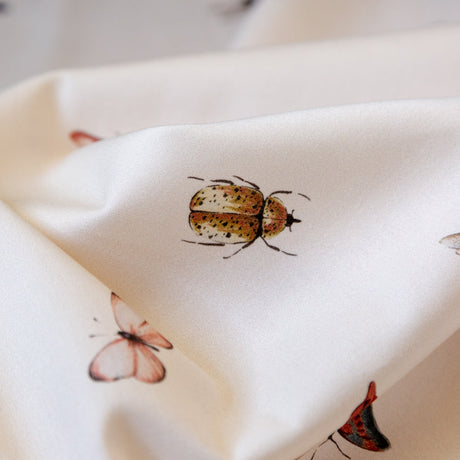Stretch Cotton Sateen - Cream Insects - Butterfly Effect Print - Mood Exclusive Harvest Collection