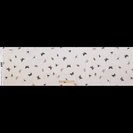 Stretch Cotton Sateen - Cream Insects - Butterfly Effect Print - Mood Exclusive Harvest Collection