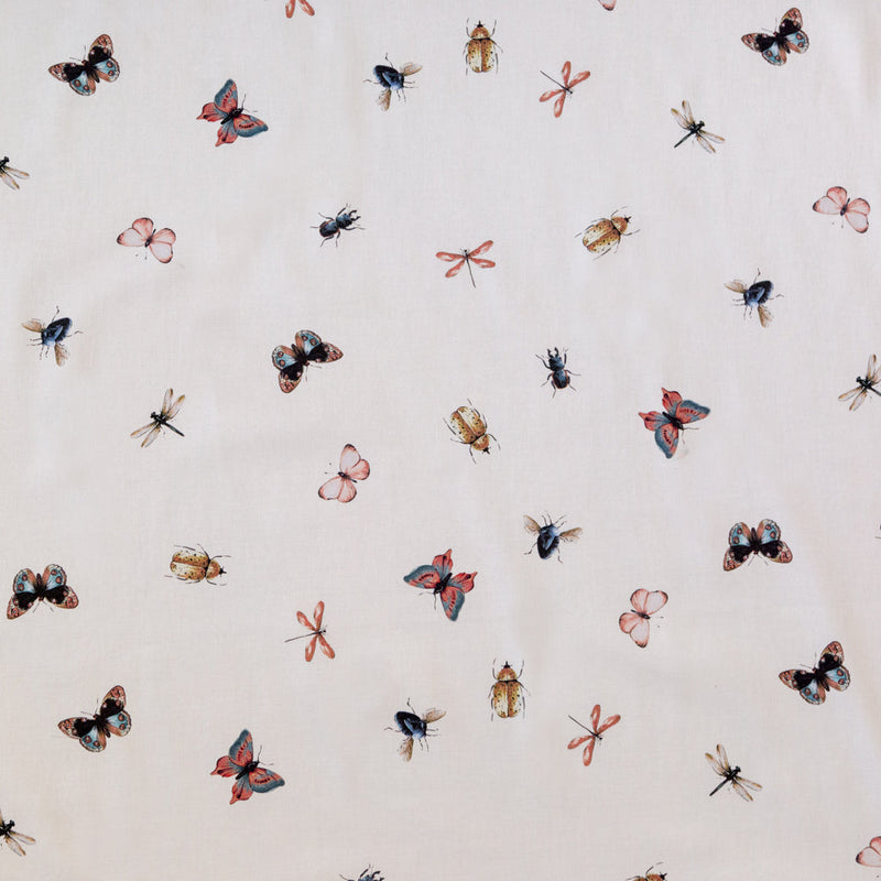 Stretch Cotton Sateen - Cream Insects - Butterfly Effect Print - Mood Exclusive Harvest Collection