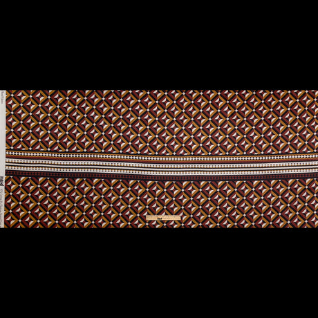 Stretch Cotton Sateen Panel - Mahogany Geometric - Art-tumnal Equinox Print - Mood Exclusive Harvest Collection