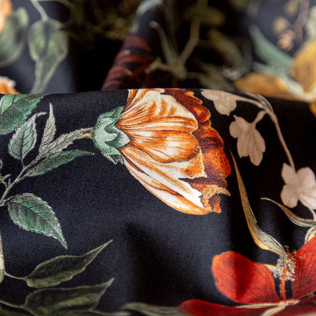 Stretch Cotton Sateen - Black Floral - Garden of Earthly Delights Print - Mood Exclusive Harvest Collection