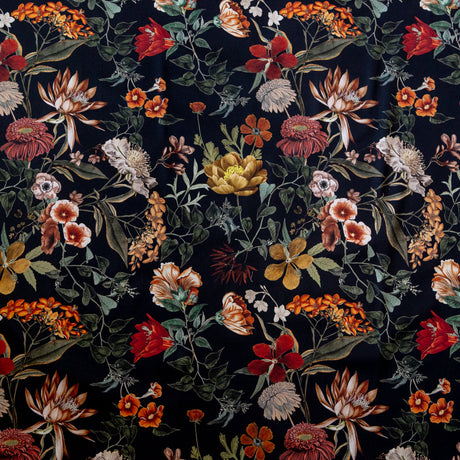 Stretch Cotton Sateen - Black Floral - Garden of Earthly Delights Print - Mood Exclusive Harvest Collection