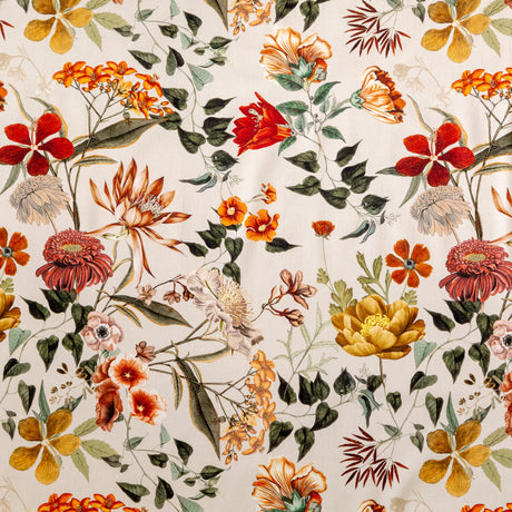 Stretch Cotton Sateen - Beige Floral - Garden of Earthly Delights Print - Mood Exclusive Harvest Collection