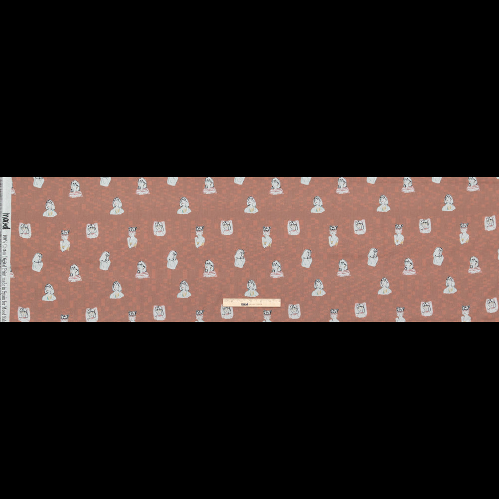 Cotton Voile - Burnt Salmon Faces - Run the World Print - Mood Exclusive Harvest Collection