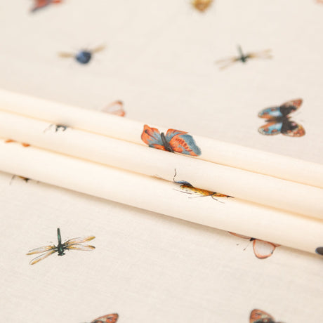 Cotton Voile - Cream Insects - Butterfly Effect Print - Mood Exclusive Harvest Collection