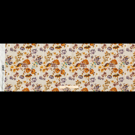 Cotton Voile - Cream and Rust Floral - August Rush Print - Mood Exclusive Harvest Collection