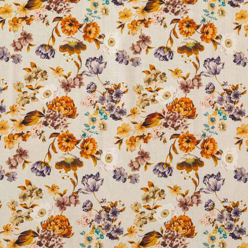 Cotton Voile - Cream and Rust Floral - August Rush Print - Mood Exclusive Harvest Collection