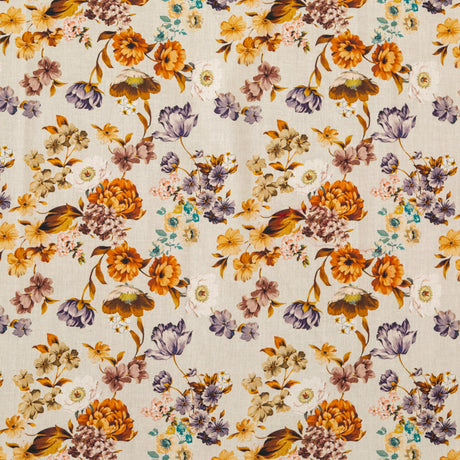Cotton Voile - Cream and Rust Floral - August Rush Print - Mood Exclusive Harvest Collection