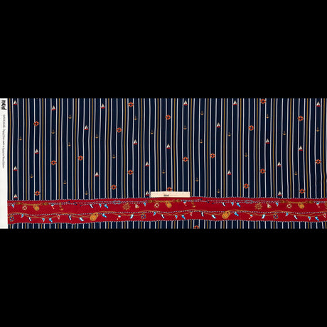 Stretch Polyester Crepe Panel - Nautical Treasures and Stripes - Sailboat Treasures Print - Mood Exclusive St. Tropez Collection