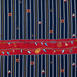 Stretch Polyester Crepe Panel - Nautical Treasures and Stripes - Sailboat Treasures Print - Mood Exclusive St. Tropez Collection