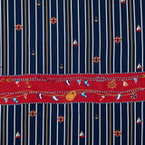 Stretch Polyester Crepe Panel - Nautical Treasures and Stripes - Sailboat Treasures Print - Mood Exclusive St. Tropez Collection