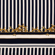 Stretch Polyester Crepe Panel - Ship Wheels and Stripes - Maritime Adornments Print - Mood Exclusive St. Tropez Collection