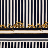 Stretch Polyester Crepe Panel - Ship Wheels and Stripes - Maritime Adornments Print - Mood Exclusive St. Tropez Collection
